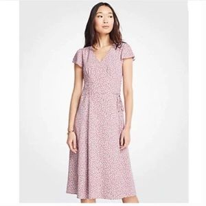 Ann Taylor Mid-length Floral Belted Wrap Dress Size 12 Tall Women